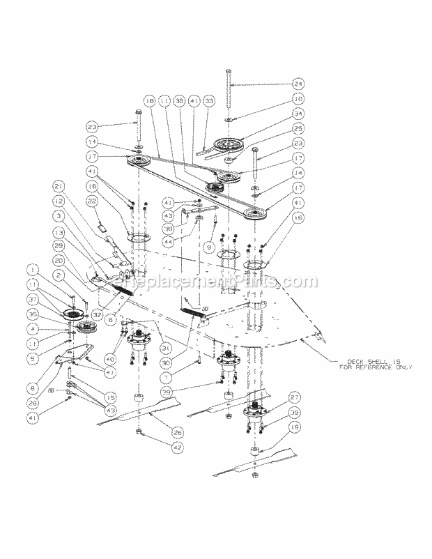 Deck Spindle Assembly 72-Inch Diagram and Parts List for S7237-KW 53AI8DU8050 Cub Cadet Sprayer